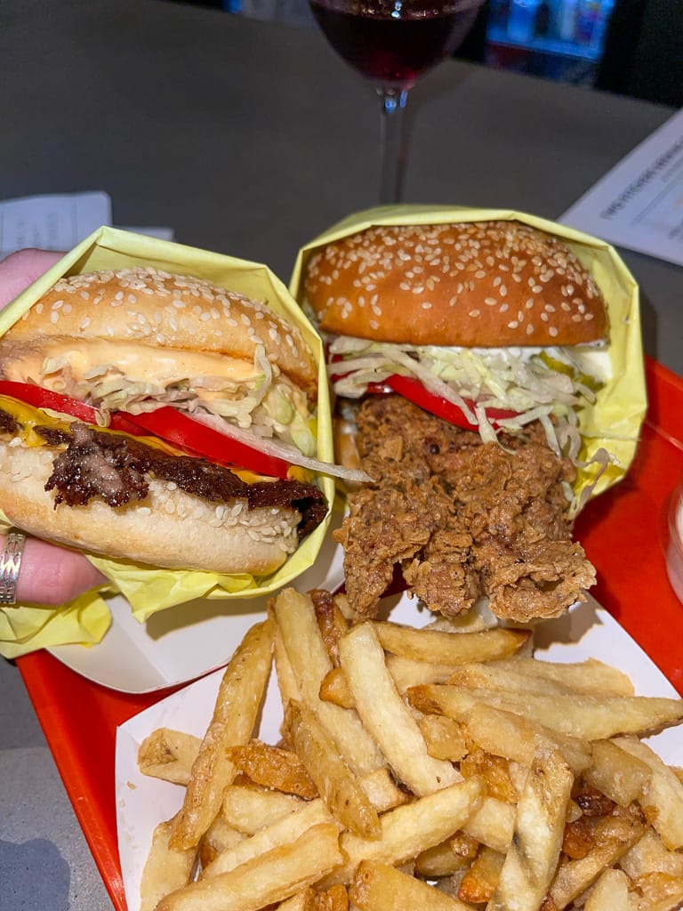 Left: Drive-thru. Right: Fried chicken