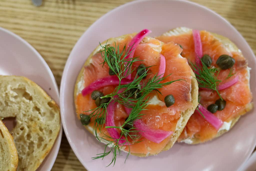 Smoked salmon bagel